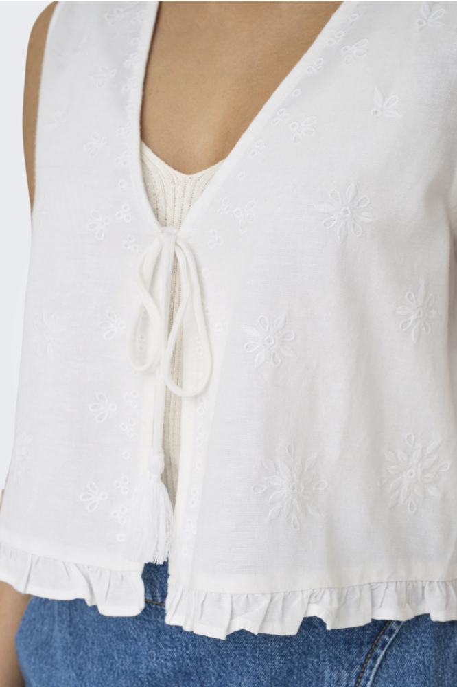 ONLJAKIRI LINEN S/L EMB VEST PTM 15346503 BRIGHT WHITE